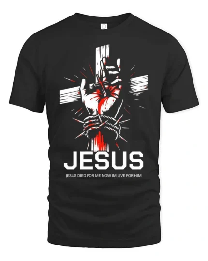Devoted Cross And Thorns Wrapped Hand Religious Tshirt - black t-shirt on white background