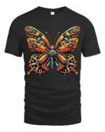 Clockwork Mechanical Butterfly Steampunk Graphic Tshirt - black t-shirt on white background