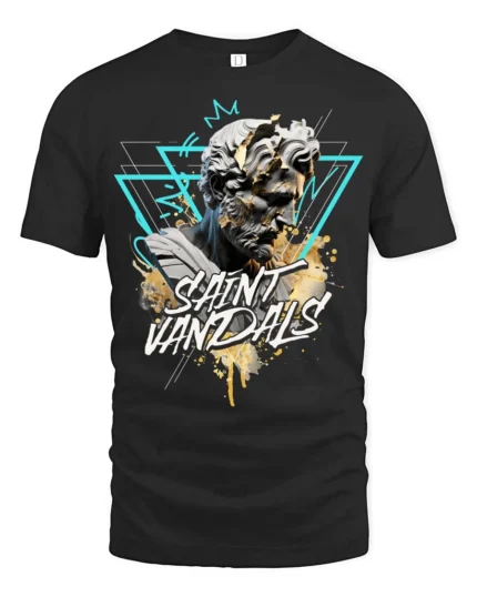 Splendid Greek Statue Saint Vandals Streetwear Graphic Tee - black t-shirt on white background