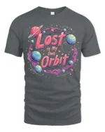 Cosmic Space Adventure Lost In My Own Orbit Graphic Tshirt - gray t-shirt on white background