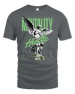 Motivated Angel Statue Mentality Hustle Graphic Tshirt - gray t-shirt on white background