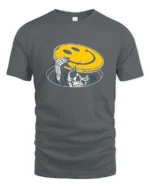 Skeleton Peeking From Manhole Smiley Face Mask Tshirt - gray t-shirt on white background