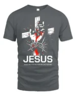 Devoted Cross And Thorns Wrapped Hand Religious Tshirt - gray t-shirt on white background