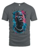 Awesome Moai Easter Island Statue Sunglasses Graphic Tee - gray t-shirt on white background