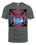 Groovy Stoners Smiley Face Bucket Hat Styli Graphic Tee - gray t-shirt on white background