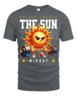 Spirited Midday Sun Weightlifting Spirit Energy Tshirt - gray t-shirt on white background