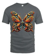 Clockwork Mechanical Butterfly Steampunk Graphic Tshirt - gray t-shirt on white background