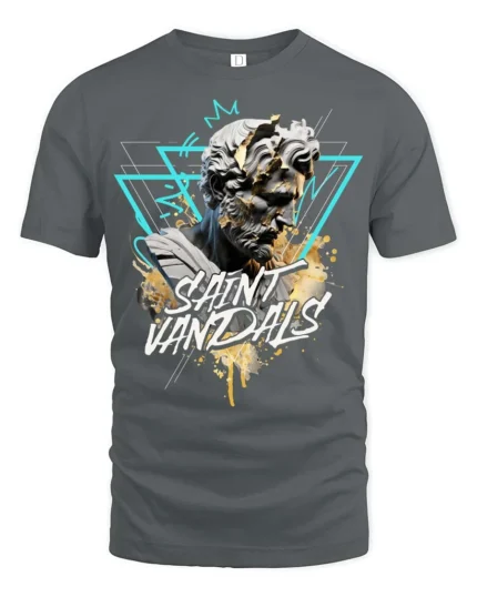 Splendid Greek Statue Saint Vandals Streetwear Graphic Tee - gray t-shirt on white background