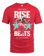 Energetic Breakdancer Rise Above Beats Hip Hop Tshirt - red t-shirt on white background