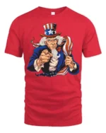 Proud Uncle Sam I Want You America Graphic Tshirt - red t-shirt on white background