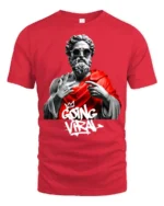 Trendy Greek Zeus Going Viral Sunglasses Graphic Tshirt - red t-shirt on white background