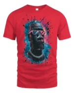 Awesome Moai Easter Island Statue Sunglasses Graphic Tee - red t-shirt on white background
