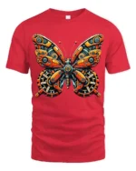Clockwork Mechanical Butterfly Steampunk Graphic Tshirt - red t-shirt on white background