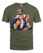 Proud Uncle Sam I Want You America Graphic Tshirt - military green t-shirt on white background
