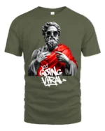 Trendy Greek Zeus Going Viral Sunglasses Graphic Tshirt - military green t-shirt on white background