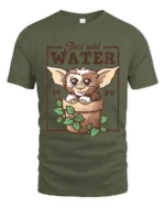 Adorable Gremlins Just Add Water Plant Pot Graphic Tshirt - military green t-shirt on white background