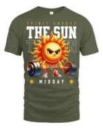 Spirited Midday Sun Weightlifting Spirit Energy Tshirt - military green t-shirt on white background