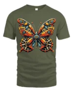 Clockwork Mechanical Butterfly Steampunk Graphic Tshirt - military green t-shirt on white background