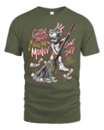 Wealthy Cherub Sweeping Cash Graffiti Style Tshirt - military green t-shirt on white background