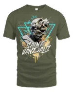 Splendid Greek Statue Saint Vandals Streetwear Graphic Tee - military green t-shirt on white background