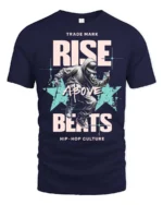Energetic Breakdancer Rise Above Beats Hip Hop Tshirt - navy t-shirt on white background
