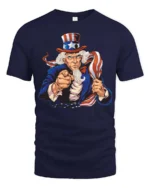 Proud Uncle Sam I Want You America Graphic Tshirt - navy t-shirt on white background