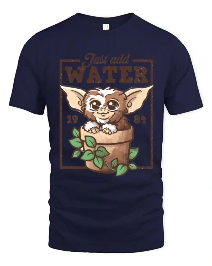 Adorable Gremlins Just Add Water Plant Pot Graphic Tshirt - navy t-shirt on white background