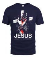 Devoted Cross And Thorns Wrapped Hand Religious Tshirt - navy t-shirt on white background