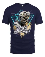 Splendid Greek Statue Saint Vandals Streetwear Graphic Tee - navy t-shirt on white background