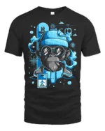 Chilly Snowboarding Ape Winter Resort Sports Graphic Tee - black t-shirt on white background