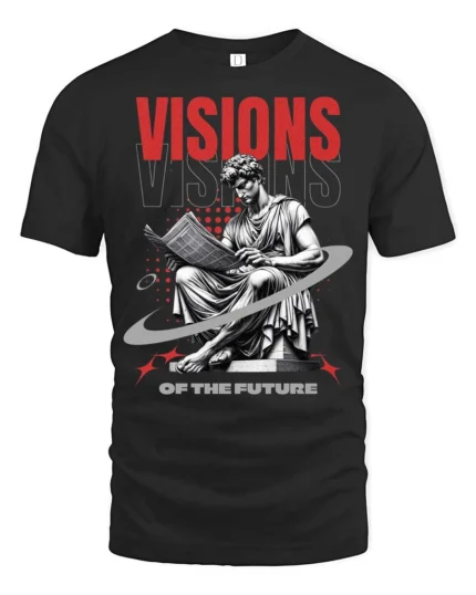 Vintage Renaissance Statue Reading Newspaper Soft Tshirt - black t-shirt on white background