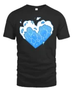Gentle Marine Water Current Heart Shape Soft Tshirt - black t-shirt on white background