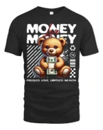 Adorable Teddy Bear Priceless Love Limitless Wealth Tee - black t-shirt on white background