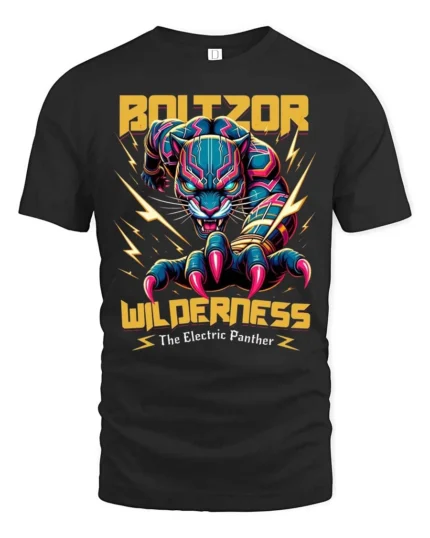 Energetic Lightning Boltzer Electric Panther Graphic Tee - black t-shirt on white background