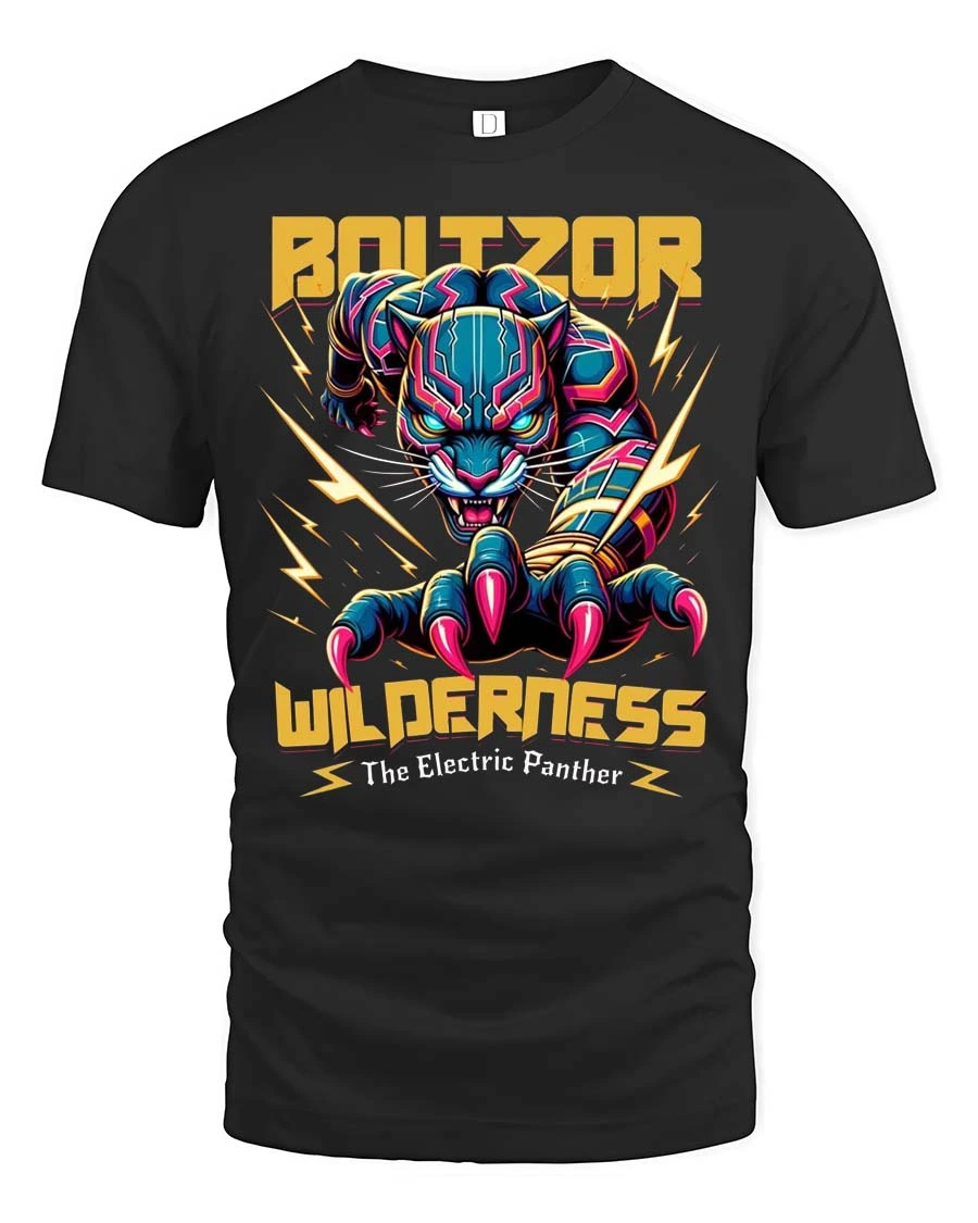 Energetic Lightning Boltzer Electric Panther Graphic Tee - 1 Energetic Lightning Boltzer Electric Panther Graphic Tee - black t-shirt on white background