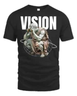 Profound Classical Thinker Vision Globe Graphic Tshirt - black t-shirt on white background