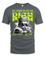 Dazzling Born To Be Rich Crowned Baby Graphic Tshirt - gray t-shirt on white background