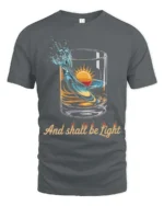 Radiant Spirit Divine Splashing Liquid Graphic Tshirt - gray t-shirt on white background