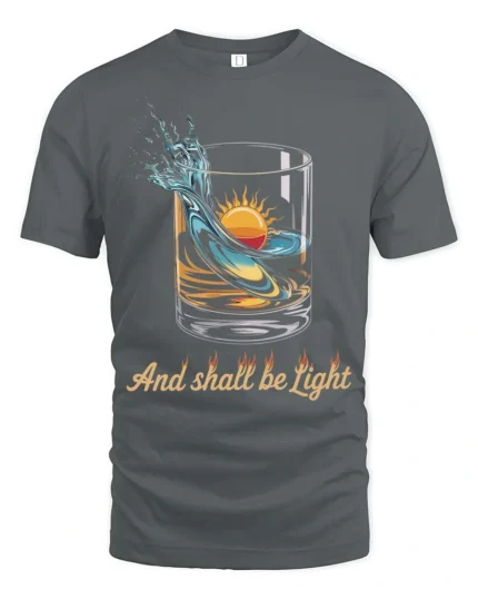 Radiant Spirit Divine Splashing Liquid Graphic Tshirt - gray t-shirt on white background