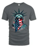 Radical Statue Of Liberty American Flag Bandana Tshirt - gray t-shirt on white background