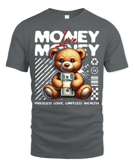 Adorable Teddy Bear Priceless Love Limitless Wealth Tee - gray t-shirt on white background