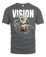 Profound Classical Thinker Vision Globe Graphic Tshirt - gray t-shirt on white background