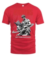 Vintage Renaissance Statue Reading Newspaper Soft Tshirt - red t-shirt on white background