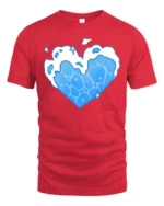 Gentle Marine Water Current Heart Shape Soft Tshirt - red t-shirt on white background