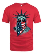Radical Statue Of Liberty American Flag Bandana Tshirt - red t-shirt on white background
