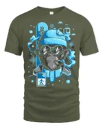 Chilly Snowboarding Ape Winter Resort Sports Graphic Tee - military green t-shirt on white background