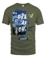Marvelous Vincent Van Gogh Starry Night Painter Graphic Tee - military green t-shirt on white background