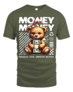 Adorable Teddy Bear Priceless Love Limitless Wealth Tee - military green t-shirt on white background