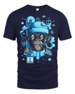 Chilly Snowboarding Ape Winter Resort Sports Graphic Tee - navy t-shirt on white background