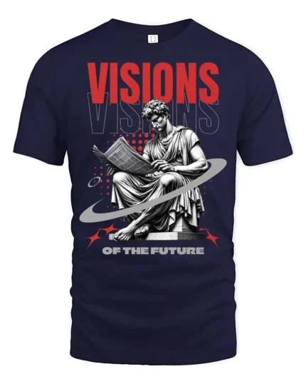 Vintage Renaissance Statue Reading Newspaper Soft Tshirt - navy t-shirt on white background